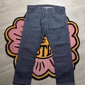 Levi’s 501 Button Fly Straight Leg Raw Indigo Denim Jeans Size 38x30 Blue